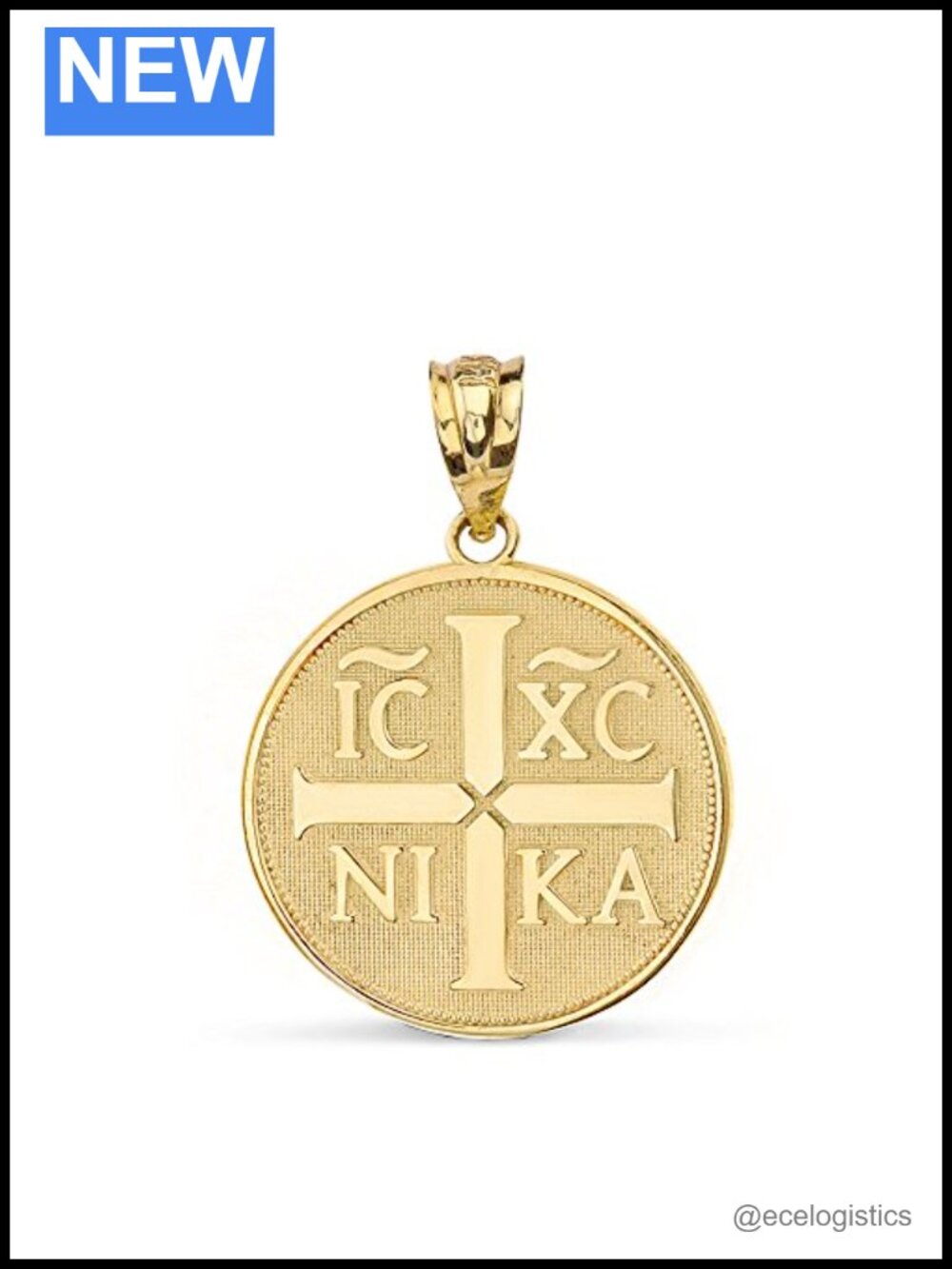 10K Yellow Gold IC XC NIKA Christogram Medallion Pendant
